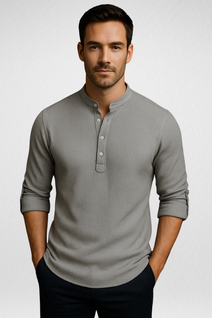 CAMISA MASCULINA COM GOLA MANDARIM - ZIOL