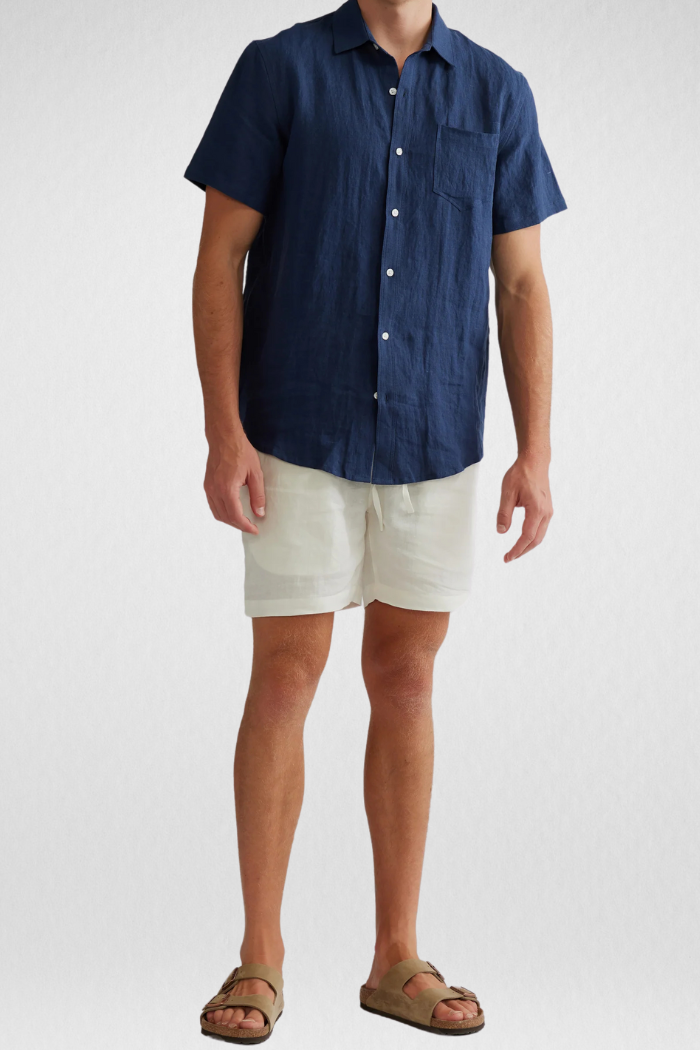 Camisa Linho Masculina Manga Curta