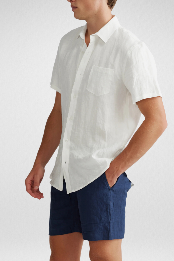 Camisa Linho Masculina Manga Curta